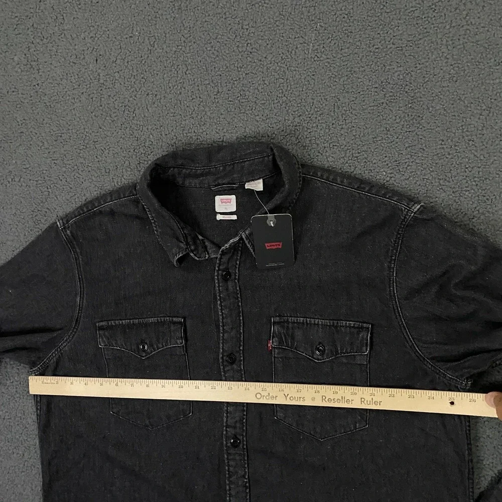 Levis Denim Shirt Mens XL Relaxed Fit Black Cotton Hemp Button Up Reb Tab NWT